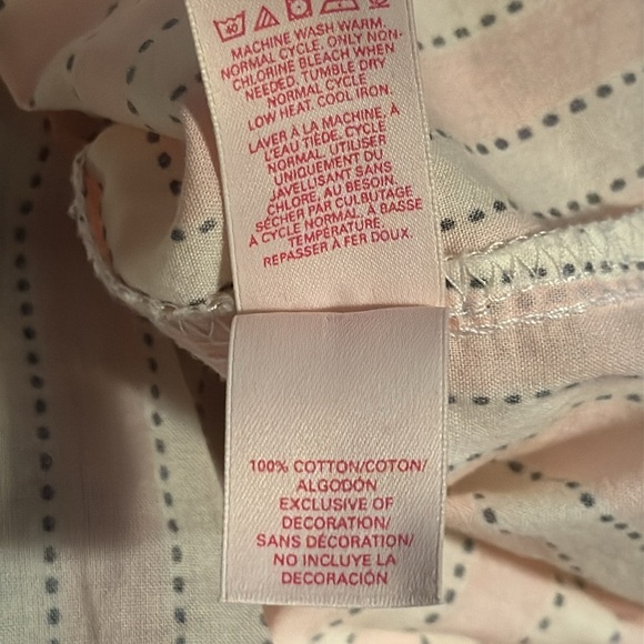 Victoria’s Secret light pink ivory stripes night buttoned down‎ shirt gown Sz M - Picture 8 of 10
